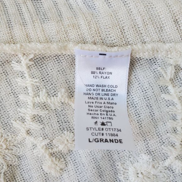 Daisies Long Boho Lace Sheer Open Sleeveless Top Cardigan Vest Large - Picture 5 of 6